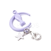 Spray Painted Alloy Moon with Cat Pendant Decoration HJEW-JM03198-5