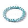 Natural Larimar Round Beaded Stretch Bracelet BJEW-A120-01B-3