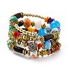 Boho Multi-strand Irregular Synthetic Turquoise Beads Wrap Bracelet BJEW-G635-02A-1