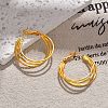 Brass Triple Hoop Earrings for Women EJEW-U055-01G-1