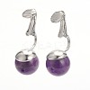 Gemstone Clip-on Earrings EJEW-JE01517-3