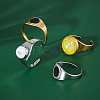 4Pcs 2 Colors Ion Plating(IP) 304 Stainless Steel Oval Chunky Open Cuff Ring Findings RJEW-UN0001-23-3