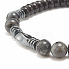 2Pcs 2 Style Coconut & Natural Larvikite & Watermelon Stone Glass Stretch Bracelets Set BJEW-JB07832-7