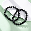Natural Tourmaline Round Beaded Stretch Bracelets for Men Women BJEW-G743-01A-2