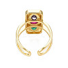 Cubic Zirconia Rectangle Open Cuff Ring RJEW-N037-015-03LG-2
