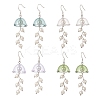 4 Pairs 4 Color Shell Pearl Flower Wind Chime Dangle Earrings EJEW-TA00210-1