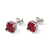 6 Pairs Cubic Zirconia Flat Round Stud Earrings EJEW-G291-04B-M-3