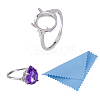 1Pc Adjustable 925 Sterling Silver Cubic Zirconia Ring Components STER-UN0001-52-1
