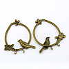 Tibetan Style Alloy Ring with Bird Large Pendants EA13491Y-AB-1