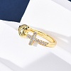 Brass Micro Pave Clear Cubic Zirconia Cuff Rings for Women RJEW-U047-15G-3