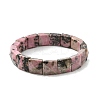 Square Natural Rhodonite Beads Stretch Bracelets for Women Men BJEW-C097-06T-4