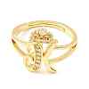 Clear Cubic Zirconia Initial Letter with Crown Adjustable Ring LS-RJEW-M139-17K-2