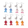 Fish with Shell Shape 304 Stainless Steel Glass Beads Dangle Earrings EJEW-MZ00436-2