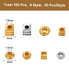 160 Pcs 8 Styles Brass Spacer Beads KK-SZ0001-09G-2