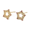 Cubic Zirconia Hollow Star Stud Earrings KK-O142-48G-1