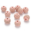 Painted Natural Wood Beads X-WOOD-N006-02A-M-2