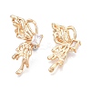 Brass Pave Clear Cubic Zirconia Butterfly Stud Earring Findings KK-N232-450G-2