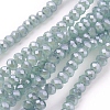 1 Strand Faceted Electroplate Imitation Jade Glass Rondelle Beads Strands X-EGLA-J025-F08-1