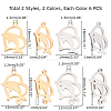 24Pcs 4 Style 201 Stainless Steel Hollow Pendants STAS-UN0029-99-5