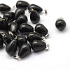 Teardrop Natural Black Stone Pendants G-Q435-21-1