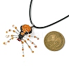 Braided Glass Seed Bead Spider Pendant Necklaces NJEW-MZ00036-02-3
