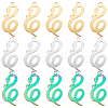 DICOSMETIC 24Pcs 3 Colors 304 Stainless Steel Pendants STAS-DC0010-53-1