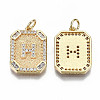 Brass Micro Pave Clear Cubic Zirconia Pendants KK-S356-234H-G-NF-2