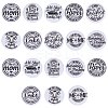 18Pcs 9 Style Flat Round with Word Food Grade Eco-Friendly Printed Silicone Focal Beads SIL-SZ0001-31-1