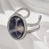 Oval Natural Sodalite Finger Rings RJEW-M062-02P-05-5
