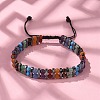 Natural & Synthetic Gemstone and Synthetic Hematite Adjustable Braided Bead Bracelets BJEW-H626-01-04-2
