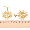 Sun with Heart 304 Stainless Steel Dangle Stud Earrings EJEW-K323-01G-4