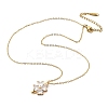 Brass Micro Pave Cubic Zirconia Four Leaf Clover Pendant Neckalces for Women NJEW-S448-02G-4