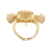 Rack Plating Heart with Wing Brass Micro Pave Cubic Zirconia Open Cuff Rings for Women RJEW-B064-02G-01-3