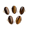 Natural Tiger Eye Stretch Finger Rings RJEW-N055-01D-1