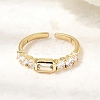 Brass with Cubic Zirconia Cuff Rings for Women RJEW-B160-07A-G-1
