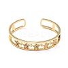 Colorful Cubic Zirconia Star Open Cuff Bangle BJEW-A123-15G-1