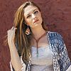   Imitation Leather Oval & Teardrop Finger Rings & Multi-strand Bracelet & Dangle Earrings & Lariat Necklace with Synthetic Turquoise SJEW-PH0001-12-6