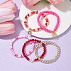 5Pcs 5 Style Synthetic Hematite & Dyed Natural Malaysia Jade Stretch Bracelets Set BJEW-JB10013-5