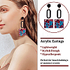 6 Pairs 6 Style Oval & Square & Donut Acrylic Dangle Stud Earrings EJEW-AN0003-36-3