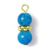 Baking Paint Glass Round Beaded Pendant PALLOY-JF02270-02-2