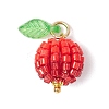 Glass Seed Beaded Berry Fruit Pendants PALLOY-MZ00729-01-1