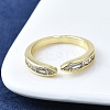 Brass Micro Pave Clear Cubic Zirconia Open Cuff Rings for Women RJEW-F179-06G-1