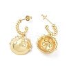 ABS Plastic Imitation Pearl Beaded Ring with Half Round Dangle Stud Earrings EJEW-F296-03G-2