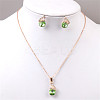 Butterfly & Flat Round Alloy Rhinestone Pendant Necklaces & Stud Earrings FS-WG892EC-04-1