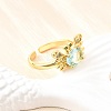 Ocean Theme Brass Micro Pave Cubic Zirconia Cuff Rings for Women RJEW-F184-17F-G-4