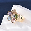 Zinc Alloy & Enamel Stretch Finger Rings for Women RJEW-M101-01B-G-3