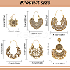6 Pairs 6 Style Alloy Hollow Thick Hoop Earrings EJEW-AN0001-12-2