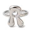 Initials Brass Open Cuff Ring for Women RJEW-N046-02R-P-2