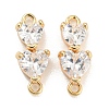 Brass Pave Clear Cubic Zirconia Connector Charms KK-Q789-07G-1