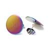 Ion Plating(IP) 304 Stainless Steel Flat Round Stud Earrings for Women EJEW-I285-12MC-2